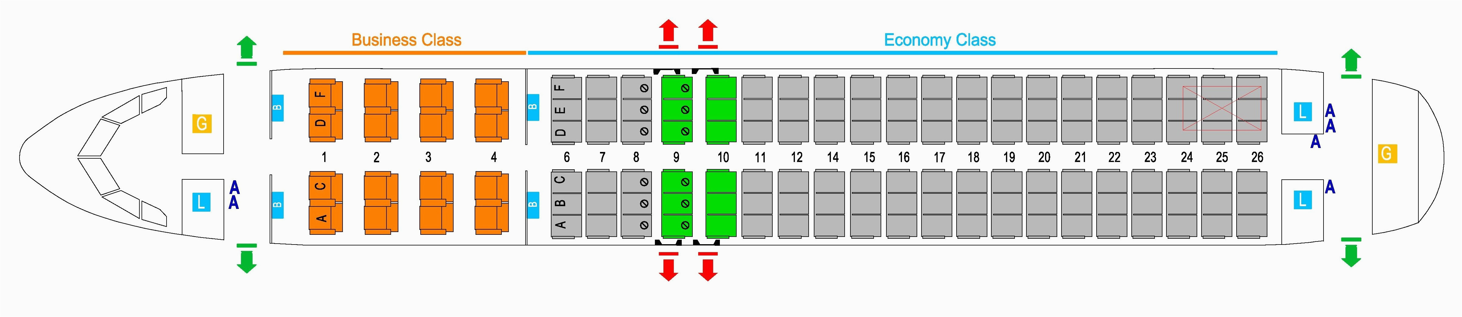 A320neo kabin yerleşim referansı; kokpit, Falcon Gold ve Economy Class koltukları, galley, emergency exit ve lavatory alanları